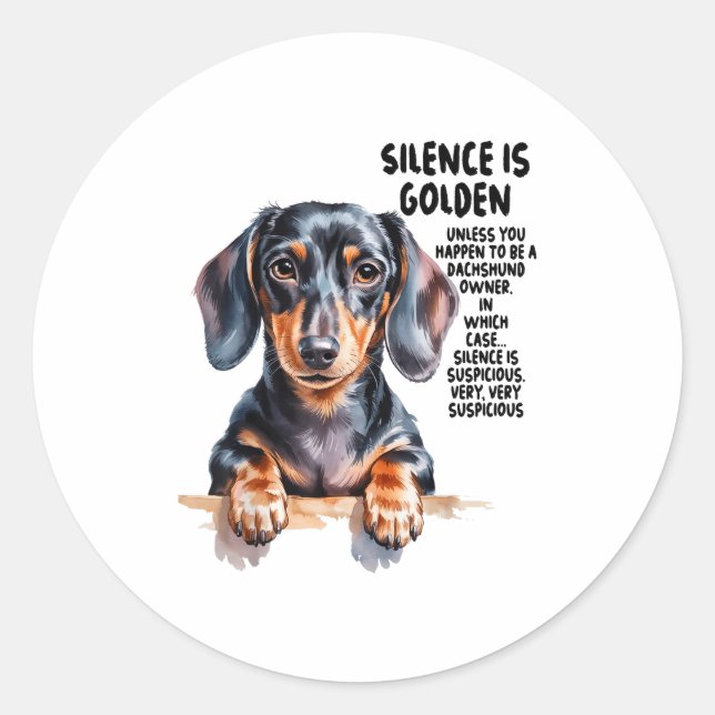 Sticker Rond Dachshund Ideas For Women &amp; Novelty Miniature  (Devant)