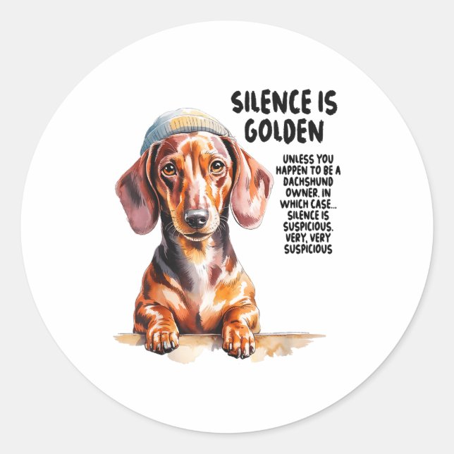 Sticker Rond Dachshund Ideas For Women &amp; Novelty Miniature  (Devant)