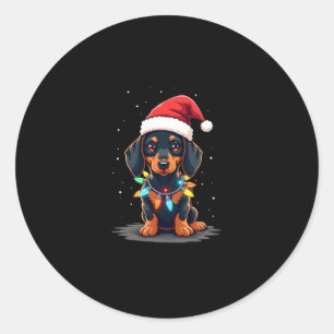 Sticker Rond Dachshund illuminations de Noël Noël Noël Noël Noë