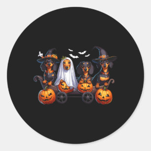 Sticker Rond Dachshund Joyeux Halloweiner Drôle de chiens d'Hal