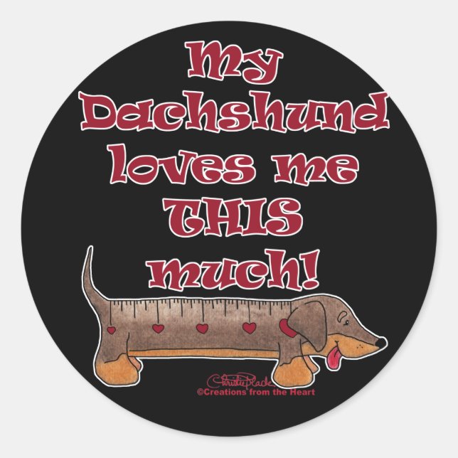 Sticker Rond Dachshund Love Meter (Devant)