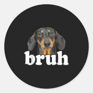 Sticker Rond Dachshund Mème Dit Bruh Funny Chien Sarcast
