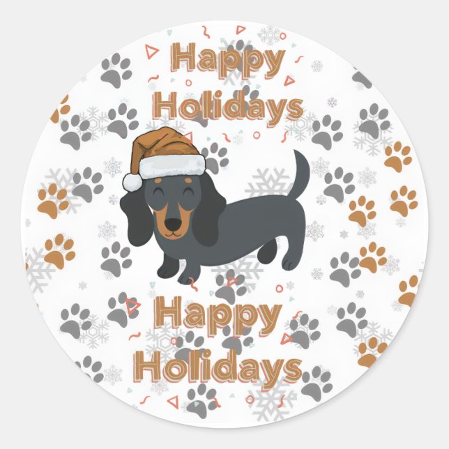 Sticker Rond Dachshund Noël (Devant)