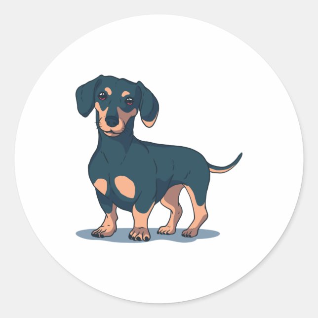 Sticker Rond Dachshund noir (Devant)