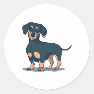 Sticker Rond Dachshund noir