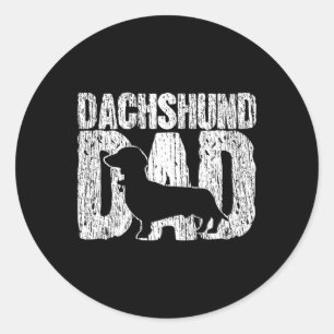 Sticker Rond Dachshund Papa Wiener Père Fête des pères Vintage