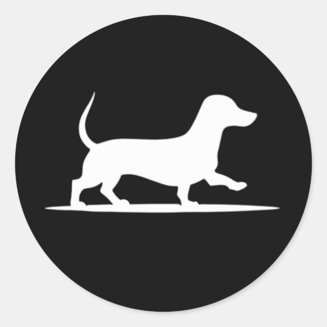 Sticker Rond Dachshund Silhouette - Chien de marche Vintage (Devant)