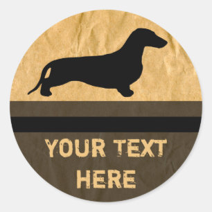 Sticker Rond Dachshund silhouette noire + vos idées