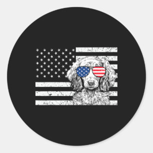 Sticker Rond Dachshund Weiner Dog 4 juillet Drapeau américain É