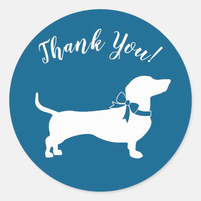 Sticker Rond Dachshund Wiener Chien Baby shower Blue Boy (Devant)