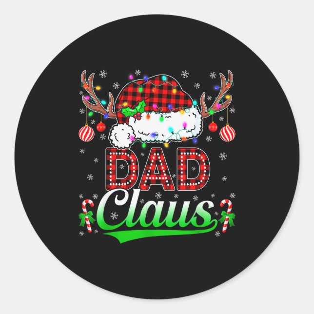 Sticker Rond Dad Claus Christmas Lights Matching Family Xmas Pa (Devant)