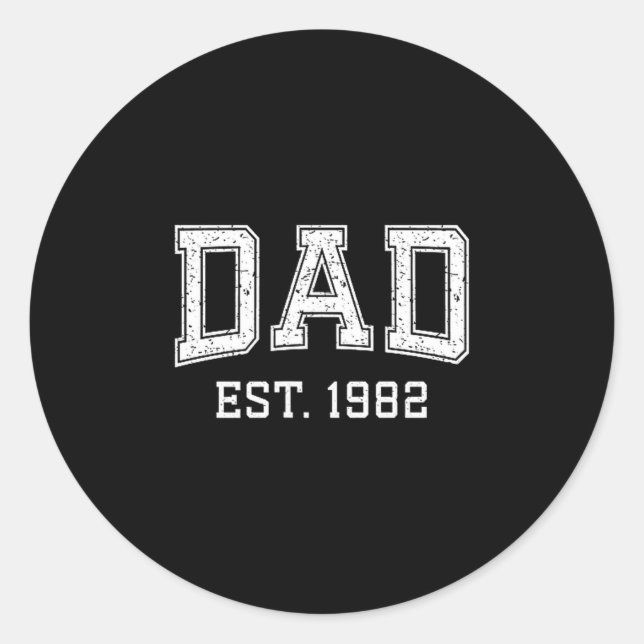 Sticker Rond Dad Est 1982 Dad D Fathers Day Ized  (Devant)