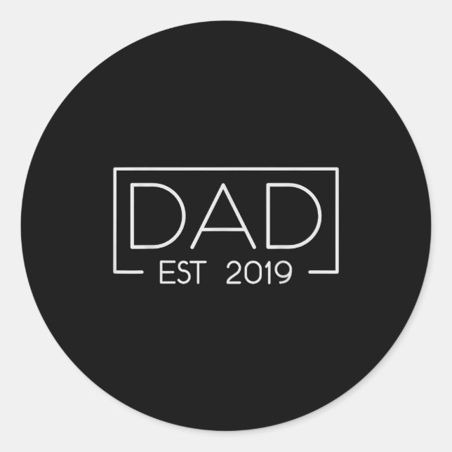 Sticker Rond Dad Est. 2019 Expect Baby 2019, Father 2019 New Da (Devant)