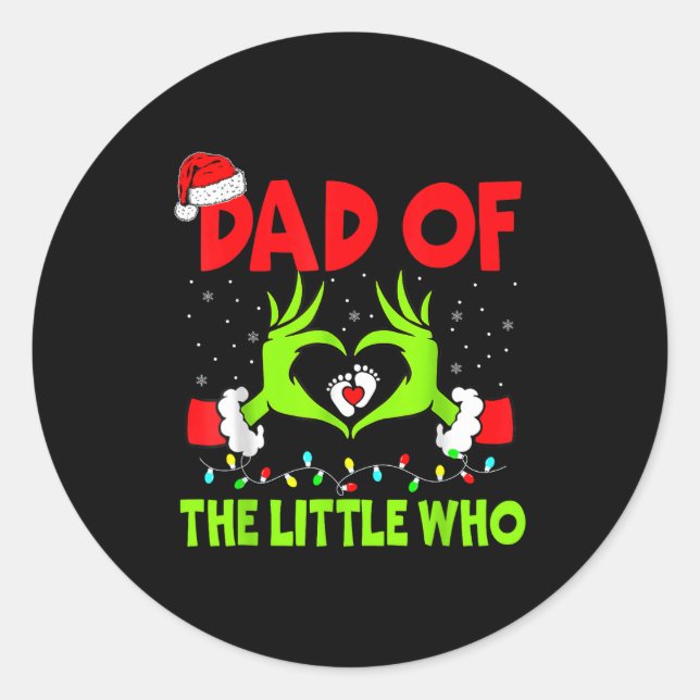 Sticker Rond Dad Of The Little Who Funny Christmas Pregnancy An (Devant)