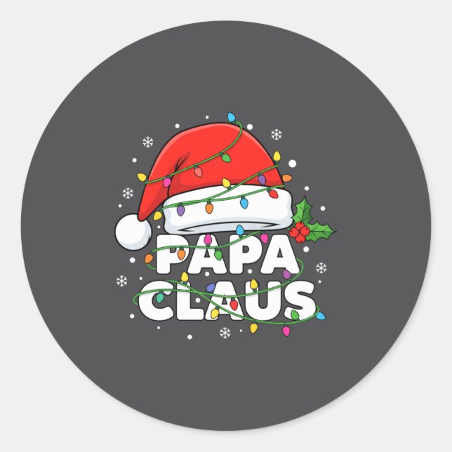 Sticker Rond Dad Papa Claus Christmas Lights Family Matching Lo (Devant)