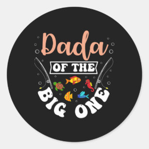 Sticker Rond Dada de la grande fête d'anniversaire de pêche Bda