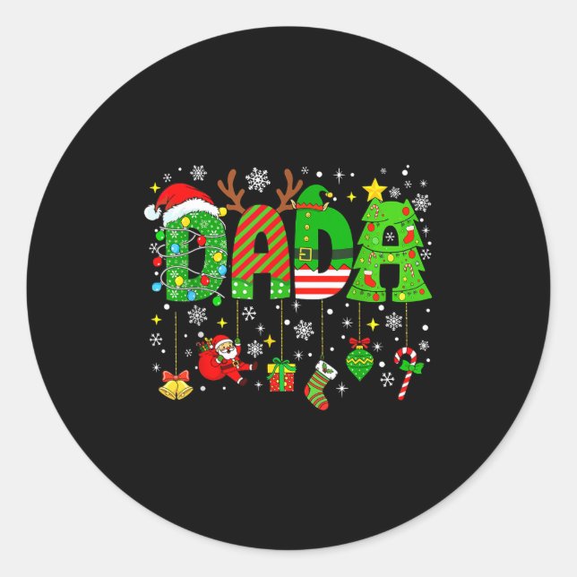 Sticker Rond Dada Matching Funny Christmas Family Couple Xmas S (Devant)