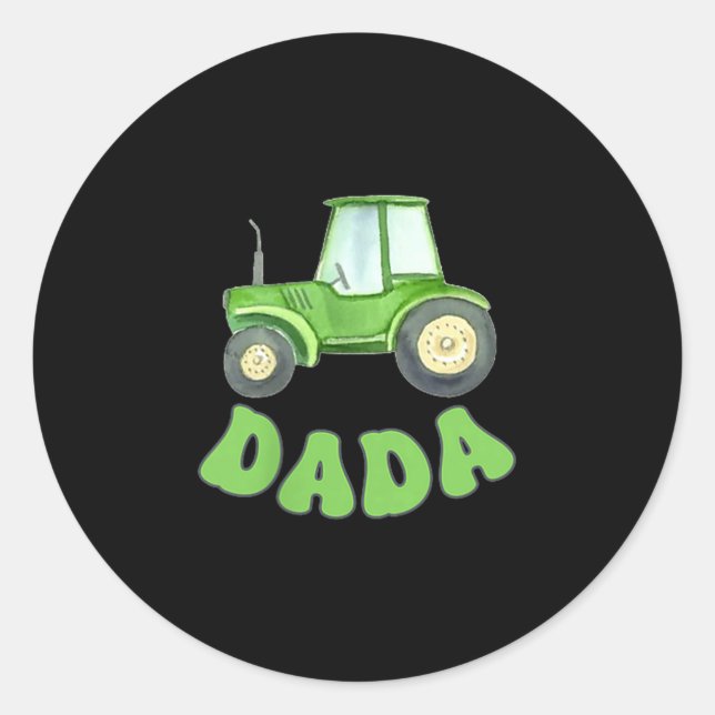 Sticker Rond Dada Of The Birthday Boy Tractor Farm Trucks Famil (Devant)