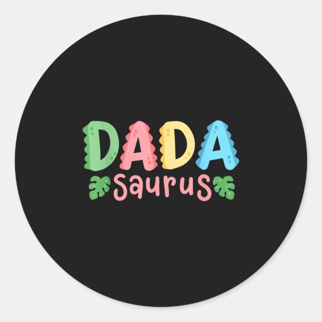 Sticker Rond Dada Saurus Enfants Dinosaur Anniversaire Famille  (Devant)
