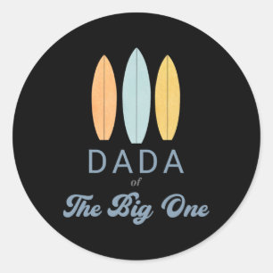 Sticker Rond Dada The Big One Surf 1er Anniversaire Famille Ass
