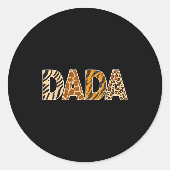 Sticker Rond Dada Wild Animal Print Zebra Giraffe Tiger Leopard (Devant)