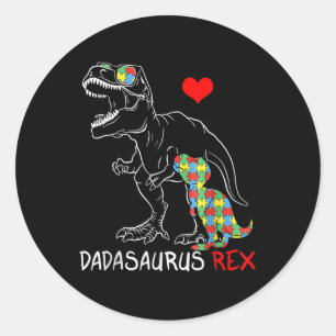 Sticker Rond Dadasaurus Rex Autism