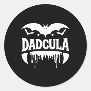 Sticker Rond Dadcula Halloween Bat Vampire Fangs effet de flux
