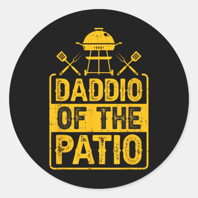 Sticker Rond Daddio Du Patio Grilling Bbq Papa 1 (Devant)