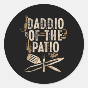Sticker Rond Daddio Du Patio Papa Barbecue Griller Fumer Viande
