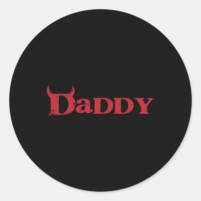 Sticker Rond Daddy Devil Horn Lazy Costume d'Halloween Pap goth (Devant)