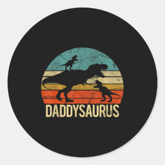 Sticker Rond Daddy Dinosaure Daddysaurus 2 Deux Enfants Noël Ca