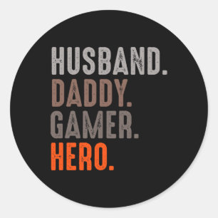 Sticker Rond Daddy Gamer Hero - Esport Lover - Jeu vidéo