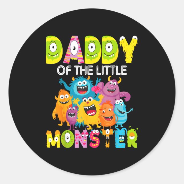 Sticker Rond Daddy Of The Little Monster 1st Birthday Boy Party (Devant)