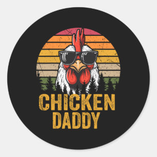 Sticker Rond Daddy Rooster Vintage Pour Papa Farmer Fête des pè