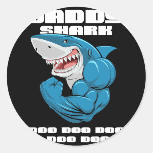 Sticker Rond Daddy Shark Shirt Drôle Fête des pères Cadeau Pour