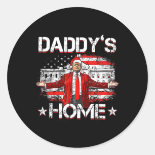 Sticker Rond Daddys Accueil Trump Xmas 2024 Trump amusant prend