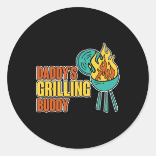 Sticker Rond Daddy's Grilling Buddy Family Bbq Mastercl —
