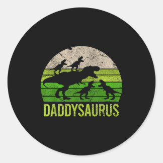 Sticker Rond Daddysaurus 4 Pour Enfants Cadeau de Noël Vintage 