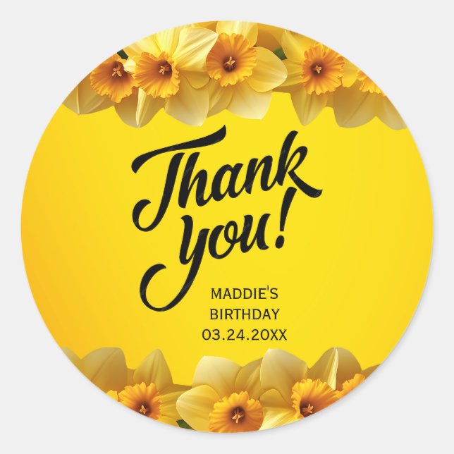 Sticker Rond Daffodil personnalisable Mars Fleur de naissance A (Devant)
