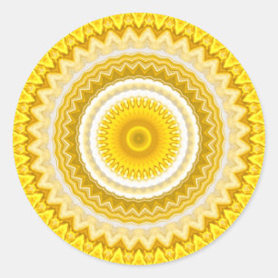 Sticker Rond Daffodique jaune Mandala Motif