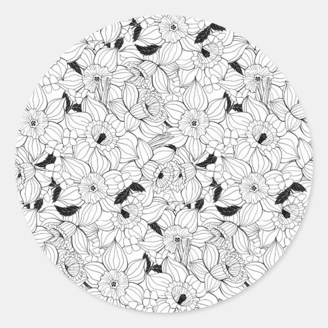 Sticker Rond Daffodiques motif floral printanier (Devant)