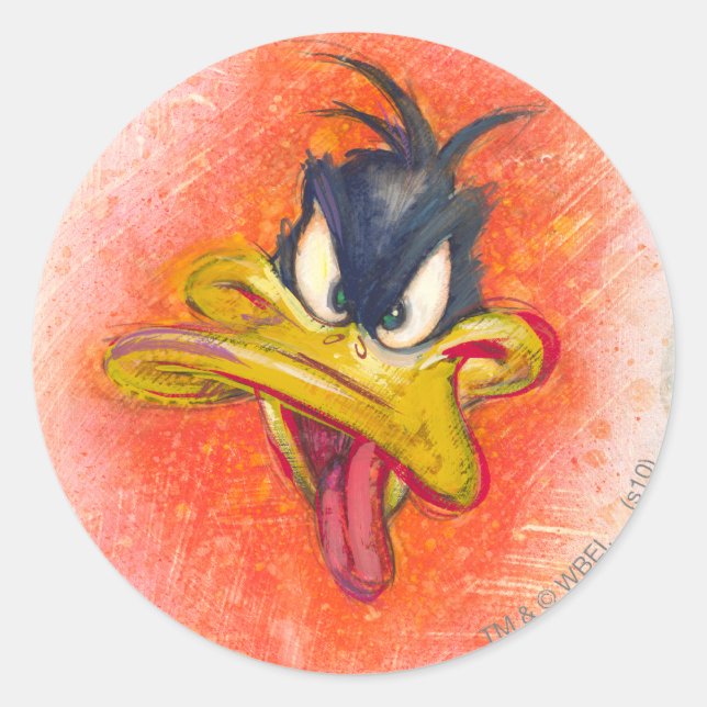 Sticker Rond DAFFY DUCK™ en orange (Devant)