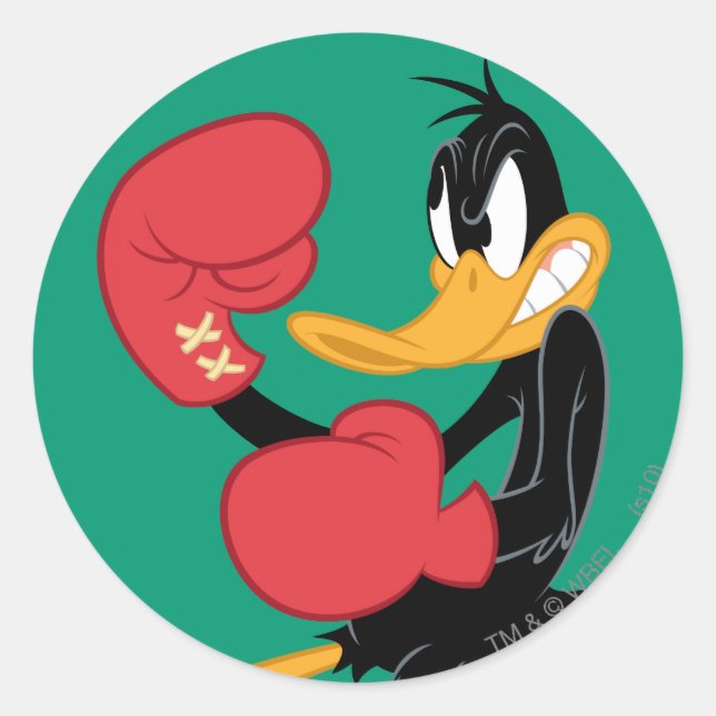 Sticker Rond DAFFY DUCK™ le Boxeur (Devant)