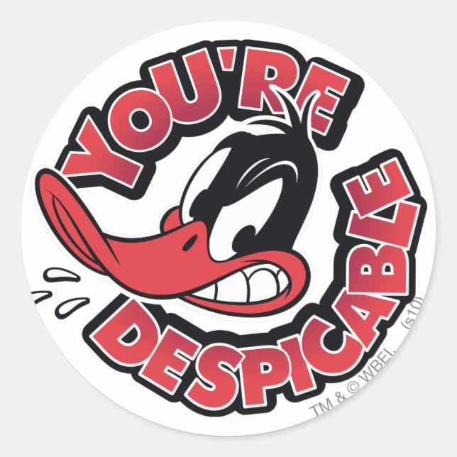 Sticker Rond DAFFY DUCK™ - Vous êtes méprisable (Devant)