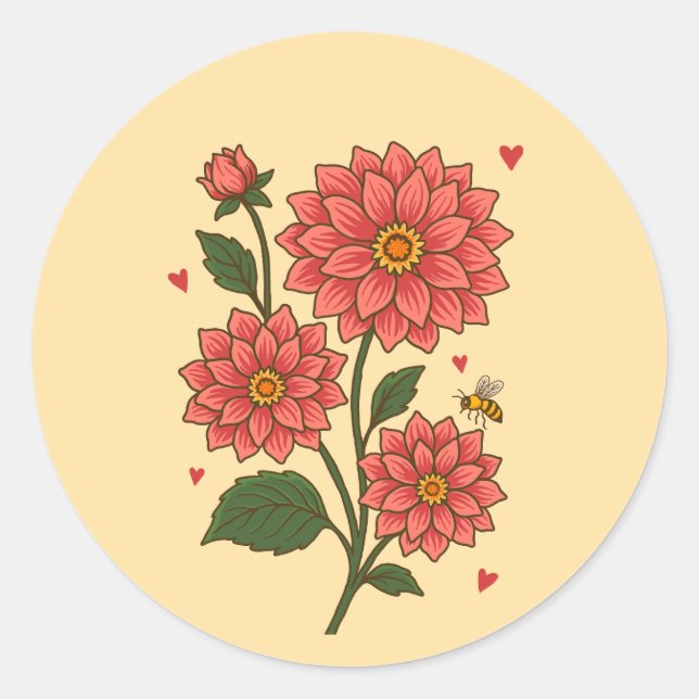 Sticker Rond Dahlia Flower (Devant)