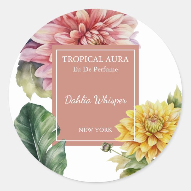 Sticker Rond Dahlia Perfume Label (Devant)