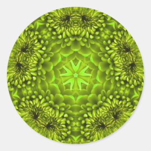 STICKER ROND DAHLIA VERT