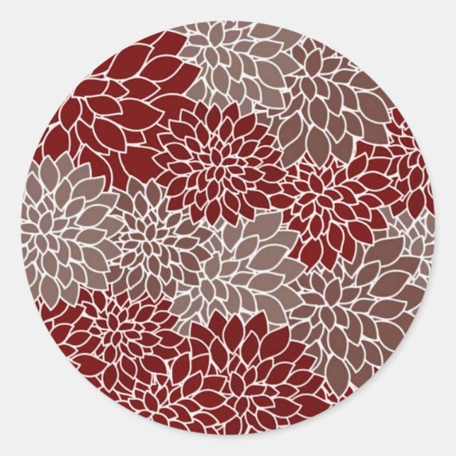 Sticker Rond Dahlias rouges et argent (Devant)