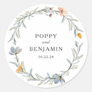 Sticker Rond Dainty Floral Fleur sauvage Mariage de couronne
