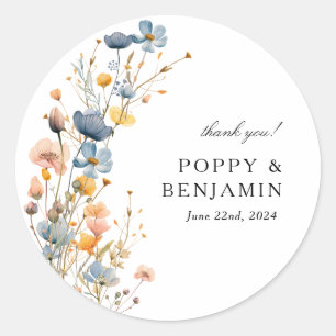 Sticker Rond Dainty Floral Fleur sauvage Mariage de couronne